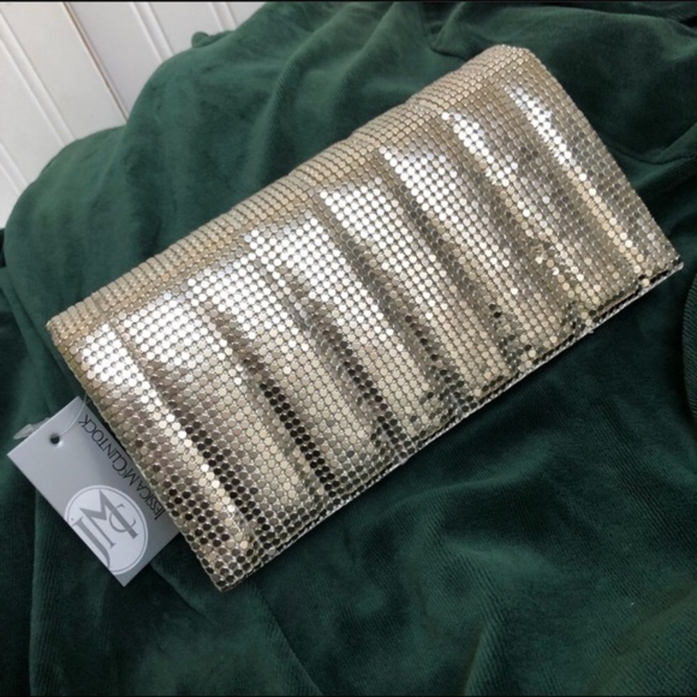 Jess McClintock Rose Gold Metal Mesh Clutch
